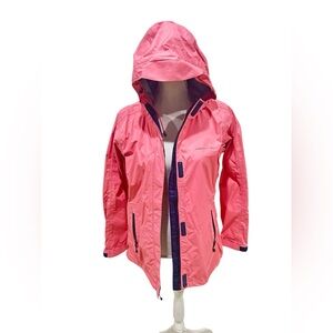 Vineyard Vines Coral navy zip up Hooded Rain nylon Jacket lightweight sz small